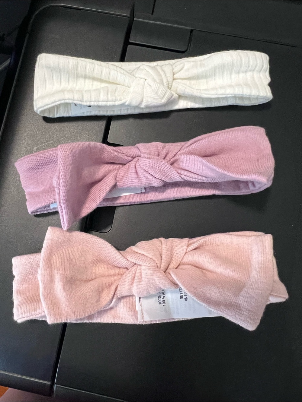 Cloud Island Set of 3 Kids Knot Headbands in White and Pink